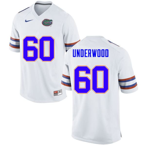 Men's NCAA Florida Gators Houston Underwood #60 Stitched Authentic Nike White College Football Jersey EWM7365HN